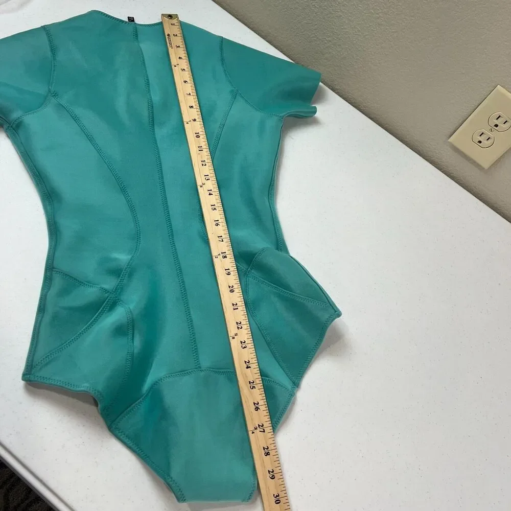 Lisa Marie Fernandez Farrah Swimsuit Size‎ 3 US 6-8 Teal Bonded Zip Up One Piece